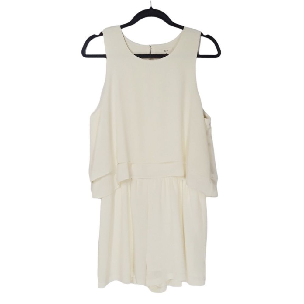 Urban Outfitters Cream romper with flowy overlay